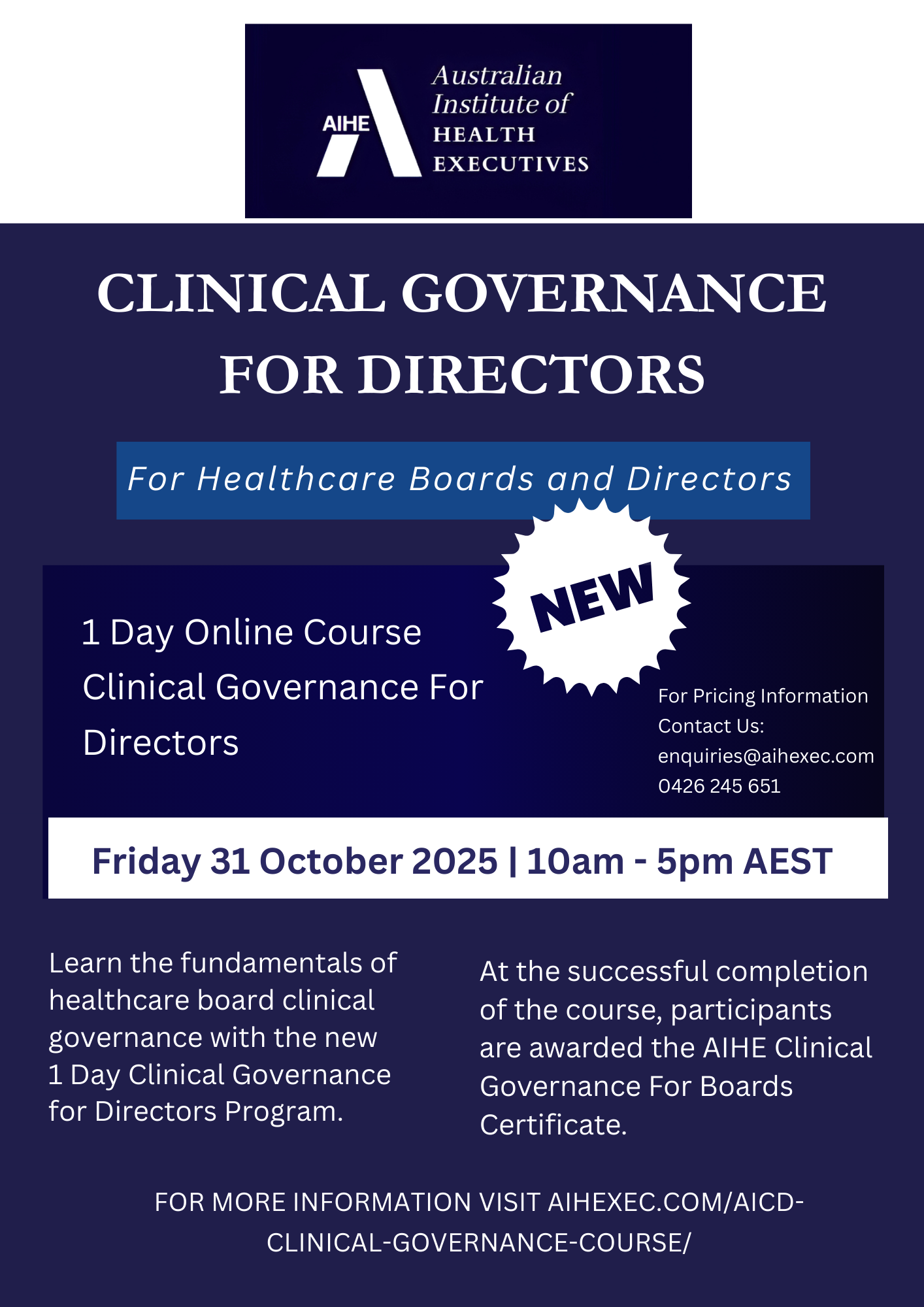 CG AICD course flyer
